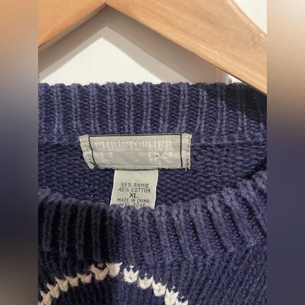Christopher Hayes Vintage Mens Navy Argyle Sweater XL